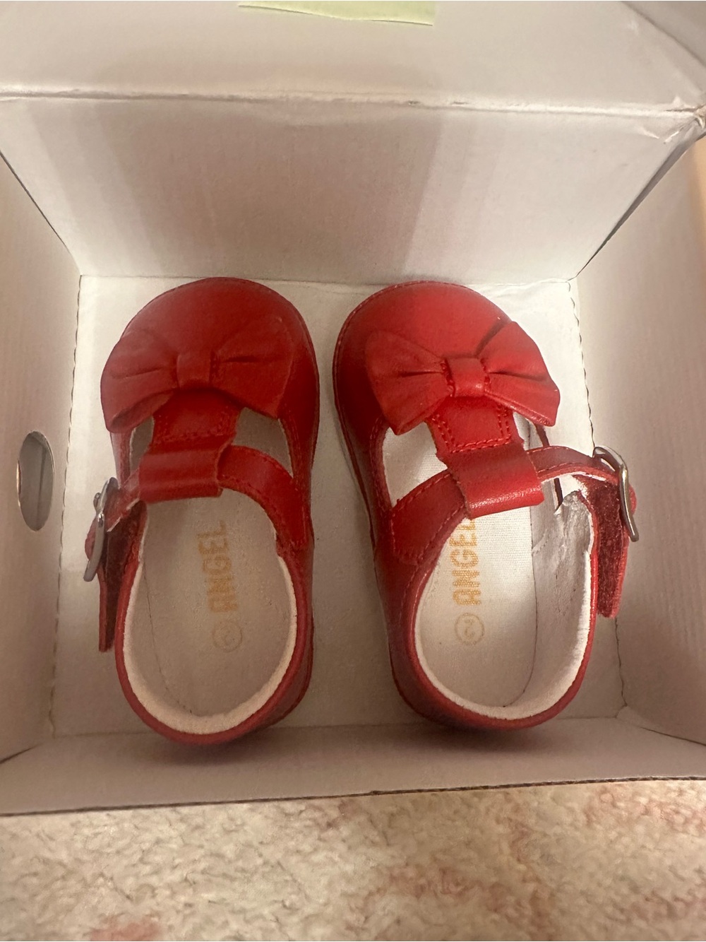 Angel Red Baby Mary Jane Shoes with Bow Accent